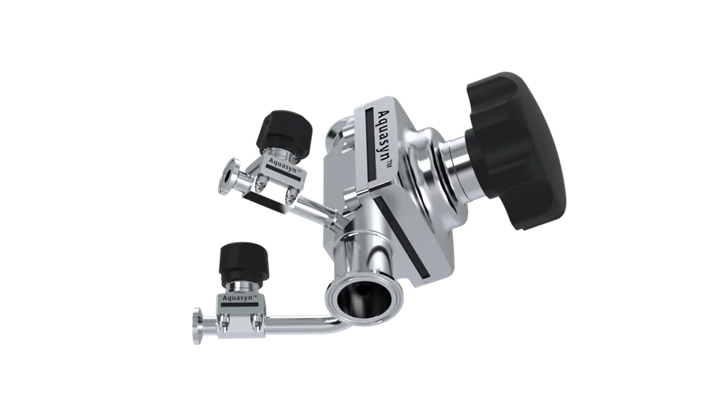 Aquasyn sterile access and GMP valve-to-valve combination bodies